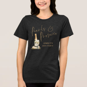 パールスプロセッコ金ゴールドメイド・オブ・オーナー(花嫁付き添い人)名ヘンパーティー トライブレンドTシャツ