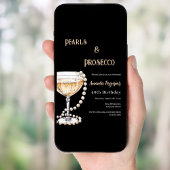 パールスプロセッコ黒金ゴールド誕生日 招待状