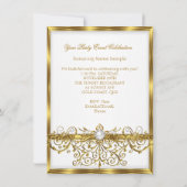 パールスホワイト金ゴールドエレガントバースデーパーティー2 招待状 (裏面)