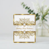 パールスホワイト金ゴールドエレガントバースデーパーティー3 招待状 (スタンド正面)