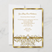 パールスホワイト金ゴールドエレガントバースデーパーティー3 招待状 (裏面)