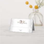 パールズアンドホワイトレースビーチ結婚式座席表 プレイスカード (正面)