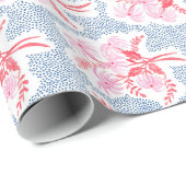 パールズブーケ赤とピンク（青） ラッピングペーパー (ロールコーナー)