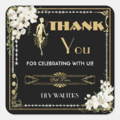 パールズホワイトフローラアールデコギャツビー20s誕生日 スクエアシール (正面)