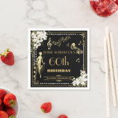 パールズホワイトフローラアールデコギャツビー20s誕生日 スタンダードカクテルナプキン (インサイチュ)