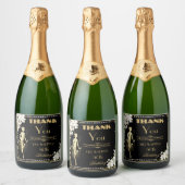 パールズホワイトフローラアールデコギャツビー20s誕生日 スパークリングワインラベル (ボトル)