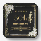 パールズホワイトフローラアールデコギャツビー20s誕生日 ペーパープレート (正面)