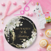 パールズホワイトフローラアールデコギャツビー20s誕生日 ペーパープレート (パーティー)