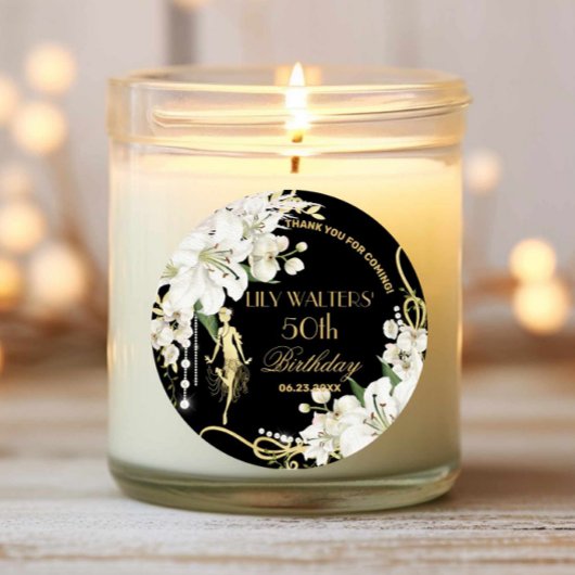 パールズホワイトフローラアールデコギャツビー20s誕生日 ラウンドシール