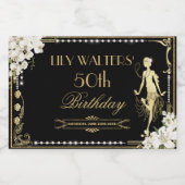 パールズホワイトフローラアールデコギャツビー20s誕生日 リキュールボトルラベル (シングルラベル)