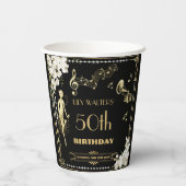 パールズホワイトフローラアールデコギャツビー20s誕生日 紙コップ (裏面)