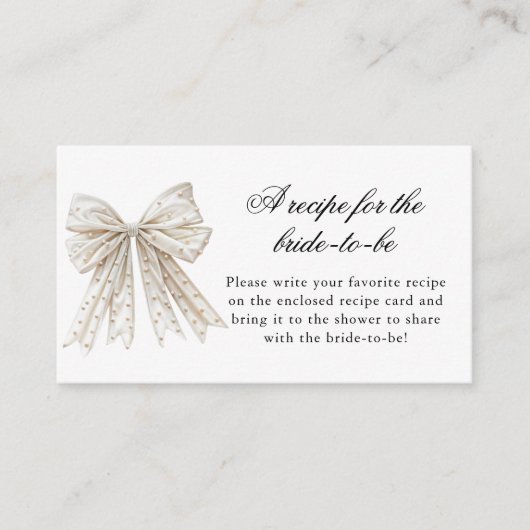 パールズボウブライダルシャワーレシピフォーザブライド エンクロージャーカード (正面)