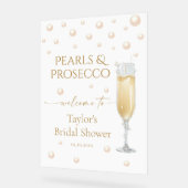 パールズ&プロセッコブライダルシャワーテーマ歓迎 アクリルサイン (傾斜)