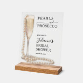 パールズ&プロセッコブライダルシャワー歓迎 アクリルサイン (傾斜)