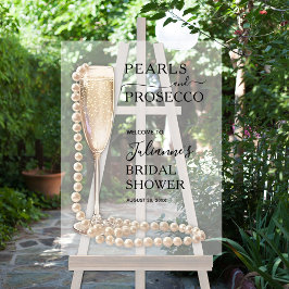 パールズ&プロセッコブライダルシャワー歓迎 アクリルサイン