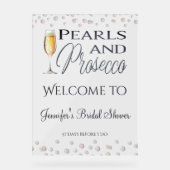 パールズ&プロセッコブライダルシャワー歓迎 アクリルサイン (正面)