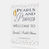 パールズ&プロセッコブライダルシャワー歓迎 アクリルサイン (傾斜)