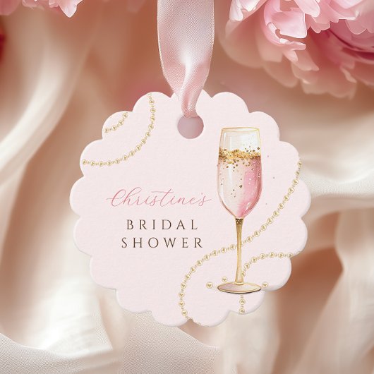 パールズ プロセッコ ピンク ゴールド ブライダルシャワー フェイバータグ