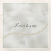 パールズ ホワイト ラックス ウェディング ガラスコースター (正面)