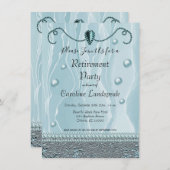 パールズ&ライトブルーシルクリタイアメントパーティー 招待状 (正面/裏面)