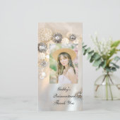 パールダイヤモンドボタンクイネアニラありがとう サンキューカード (スタンド正面)