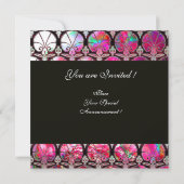 パールダマスクカーネーションズモノグラムのピンクの母親 招待状 (裏面)
