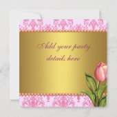 パールチューリップピンクダマスク女性任意の数 招待状 (裏面)