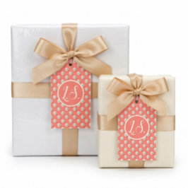 パールディテール付きカスタムコーラルサンクスギフトタグ ギフトタグ