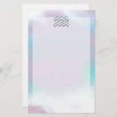 パールデコールの母にアクエリアス〔占星術の〕十二宮図のシンボル 便箋 (正面/裏面)