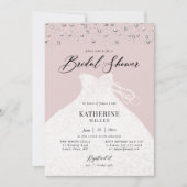 パールドレス エレガントドレス ピンク ブライダルシャワー 招待状 (正面)