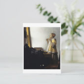 パールネックレス付き女性byヨハネス・ヴェルメール ポストカード (スタンド正面)