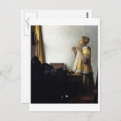 パールネックレス付き女性byヨハネス・ヴェルメール ポストカード (正面/裏面)