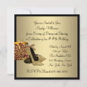 パールハイヒールシューズブラック金ゴールド女性誕生日 招待状 (裏面)