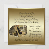 パールハイヒールシューズブラック金ゴールド女性誕生日 招待状 (裏面)