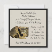 パールハイヒールシューズブラック金ゴールド女性誕生日 招待状 (裏面)