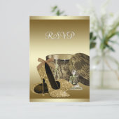 パールハイヒールシューズブラック金ゴールドRSVP 出欠カード (スタンド正面)