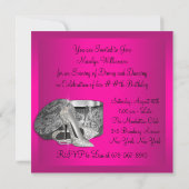 パールハイヒールシューズ女性ホットピンク誕生日 招待状 (裏面)