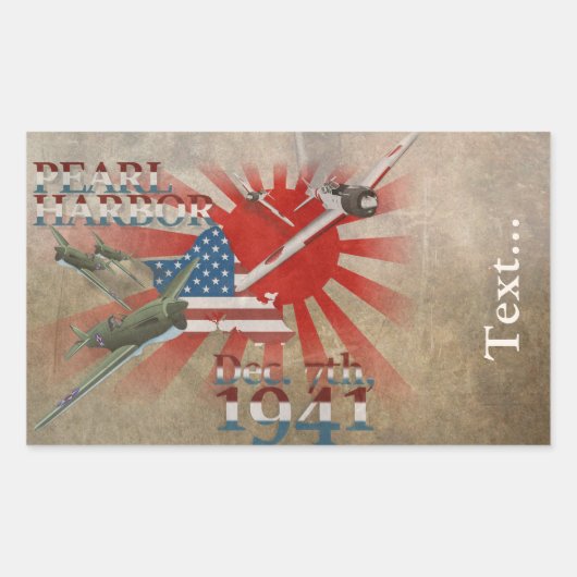 パールハバー1941年12月7日 長方形シール (正面)