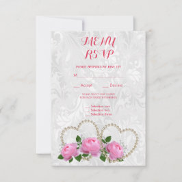 パールハーツ&ローズ ダマスク ウェディングメニュー RSVP
