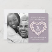 パールハートの結婚式写真 30周年パーティー 招待状 (正面)