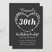 パールハートエレガントバースデーパーティー招待状 招待状 (正面/裏面)