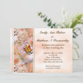 パールハートオレンジバラ&蝶結婚ズ 招待状 (スタンド正面)