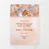 パールハートフローラオレンジフローラバタフライ結婚ズ 三つ折りプログラム (カバー)