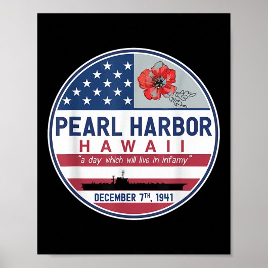 パールハーバーメモリアルハワイヴィンテージアメリカ国旗の日 ポスター (正面)
