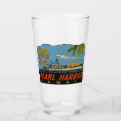 パールハーバー、ハワイヴィンテージトラベルピントガラス タンブラーグラス (正面)