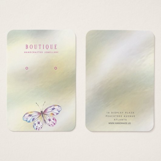 パールバタフライウォーターカラーイヤリングディスプレイ (正面&裏面)