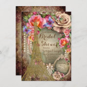 パールバラヴィンテージパリブライダルシャワー 招待状 (正面/裏面)