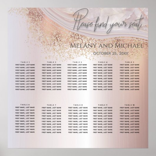 パールバラ金ゴールド大理石瑪瑙の書道金属性 ポスター (正面)