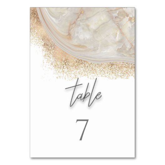 パールバラ金ゴールド大理石瑪瑙の書道 テーブルナンバー (正面)