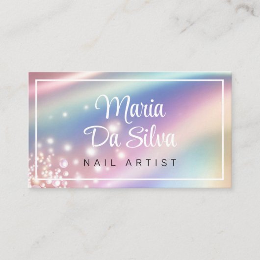 パールパステルレインボーグリッター 名刺 (正面)